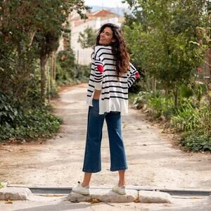 Mersea Amour Sweater One Size OS Navy Stripe Heart